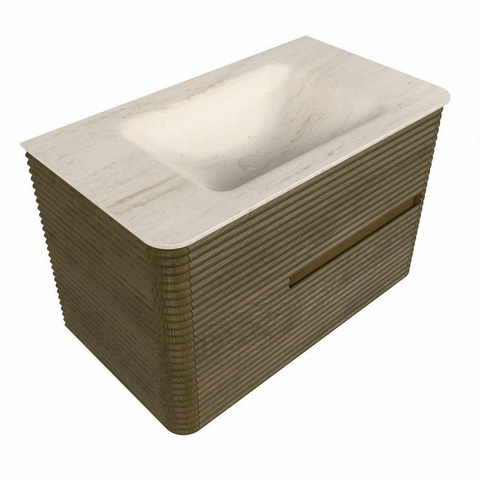 Mondiaz CIRO-DLUX Badkamermeubelset - 80x45x50cm - Solid surface wastafel Meli - 1 wasbak Midden - 1 kraangat - 2 lades - Dusk SW1481422