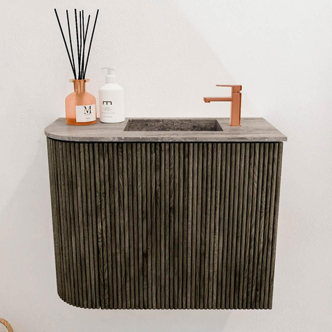 Mondiaz JOYA-DLUX 51.6cm toiletmeubel - ronding links kleur Shadow - Wastafel FAYE positie Rechts 1 kraangat kleur Oza. SW1425054