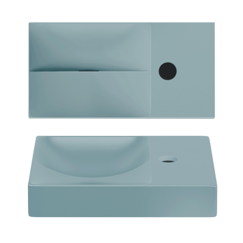 Clou Vale lave-mains - 38x19x7cm - rectangulaire - céramique - trou robinet droite - bleu mat SW809549