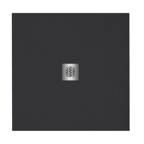 Zeza Grade Douchebak - 100x100cm - antislip - antibacterieel - mineraalmarmer - vierkant - mat zwart SW1152811