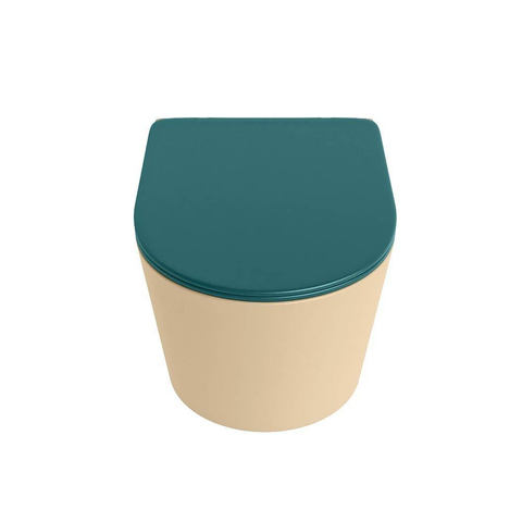 Mondiaz LAVIE hangtoilet – spoelrandloos – 36 x 53 cm – met softclose zitting – Sand (beige), zitting Smag (groen) SW1208724