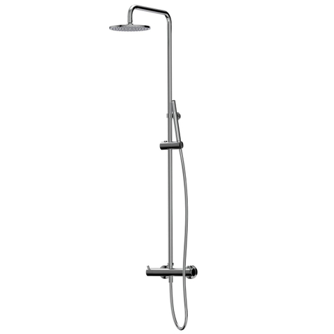 Xenz Duero set de douche pluie - 20cm - rond - apparent - thermostatique - avec barre de douche - chromé SW104709