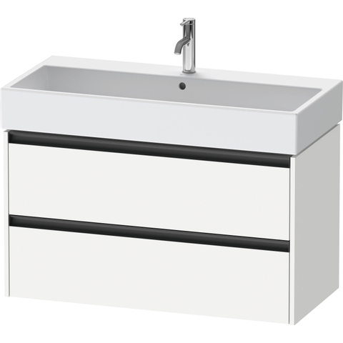 Duravit Ketho.2 Wastafelonderbouwkast - met 2 laden - 98.4x46x54.9cm - met grepen antraciet - wit mat SW772302