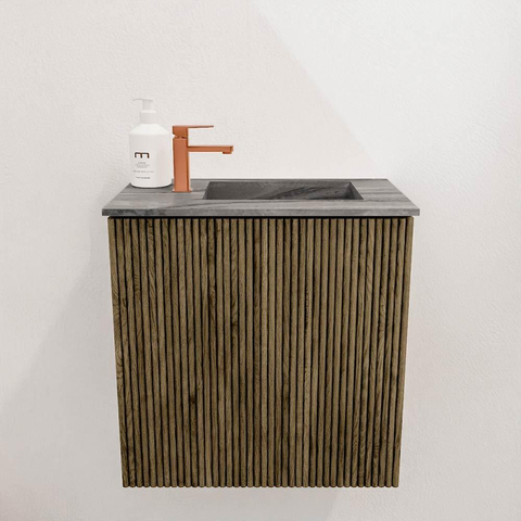 Mondiaz JOYA-DLUX 40cm toiletmeubel - kleur Dusk - Wastafel FAYE positie Rechts 1 kraangat kleur Sombra. SW1426108