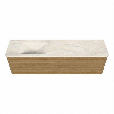 Mondiaz CIRO-DLUX Badkamermeubelset - 180x45x50cm - Solid surface wastafel Ostra - 1 wasbak Links - zonder kraangaten - 4 lades - Oak SW1530957