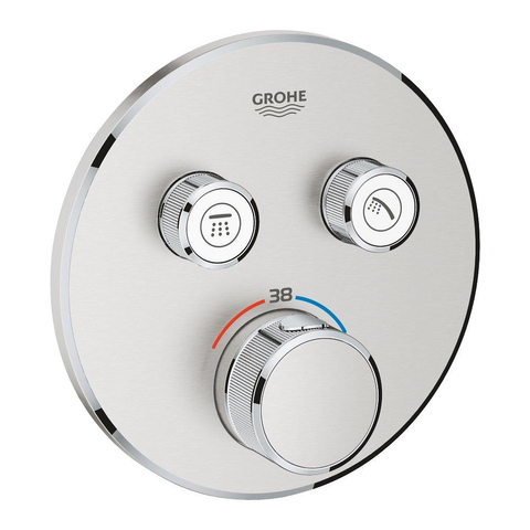 Grohe SmartControl Inbouwthermostaat - 3 knoppen - rond - Supersteel (RVS) SW225095