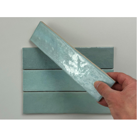 ÉCHANTILLON Terravito Mellina Carrelage mural céramique - 6x24,6cm - 8mm - Bleu clair SW1441121