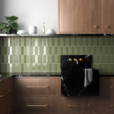 SAMPLE Terravito Nocino wandtegel - 6x18.6cm - Selva mat (groen) SW1221366