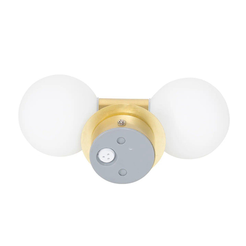 QAZQA Cederic wandlamp 8x20.4x11.3cm - 2 lichts - horizontaal/verticaal - IP44 - geborsteld messing (goud) SW1187221