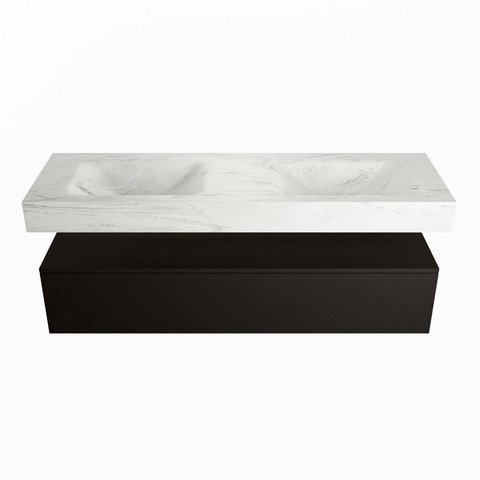 Mondiaz ALAN-DLUX Ensemble de meuble - 150cm - meuble Urban mat - 1 tiroir - Lavabo Cloud Opalo suspendu - vasque Gauche et droite - 0 trous de robinet SW806327