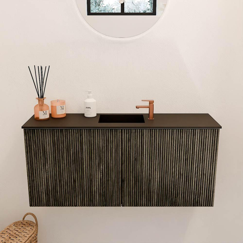 Mondiaz JOYA 90cm meuble de salle de bains - couleur Shadow - Vasque FAYE position Milieu 1 trou de robinet couleur Urban. SW1421482