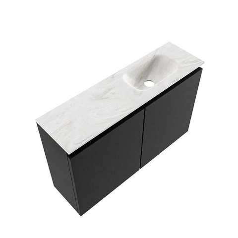 MONDIAZ TURE-DLUX Meuble de toilettes 80 cm Urban. EDEN lavabo Ostra position à droite. Avec 1 trou de robinet. SW1104729