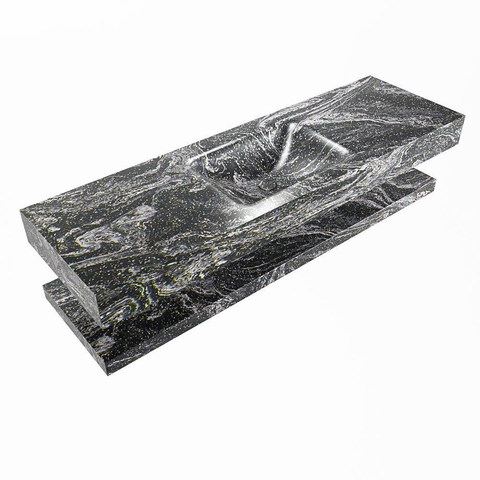 MONDIAZ ALAN - DLUX Badkamermeubelset - 150cm - planchet - Lava - vrijhangende wastafel - wasbak midden - 0 kraangaten - Lava SW809103