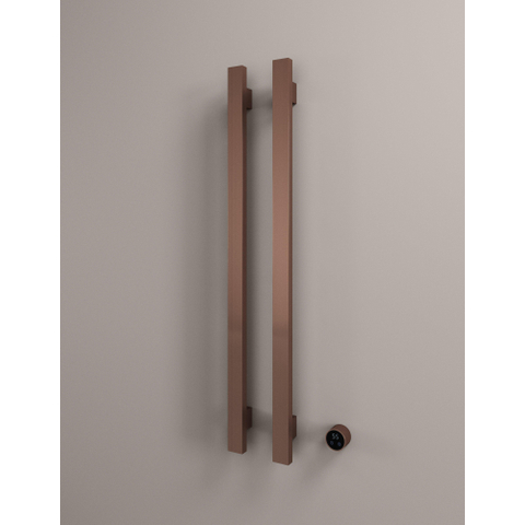 Hotbath &MORE Handdoekradiator - 38x115cm - vierkant - 2 stangen - verticaal - met schakelaar - PVD - geborsteld koper SW1245833