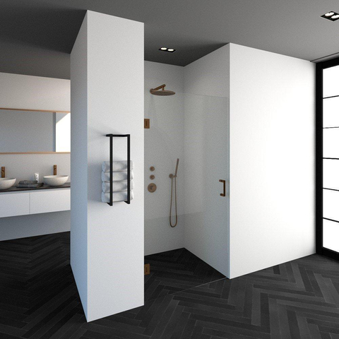 BRAUER Crée Porte de douche - 100x200cm - sans profil - anti-calcaire - verre de sécurité 8mm - cuivre SW486584