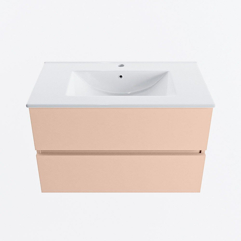 MONDIAZ VICA Ensemble meuble de salle de bains - 80cm - sous-meuble rosee - 2 tiroirs - lavabo denia central - 1 trou de robinet - version haute 60cm - blanc brillant SW1080271