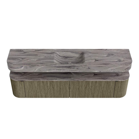 MONDIAZ THOR-DLUX 200cm meuble de salle de bains arrondi gauche + droite couleur Shadow avec 2 tiroirs et 2 portes. Vasque suspendue CLOUD Milieu 1 trou de robinet couleur Sombra. SW1467286