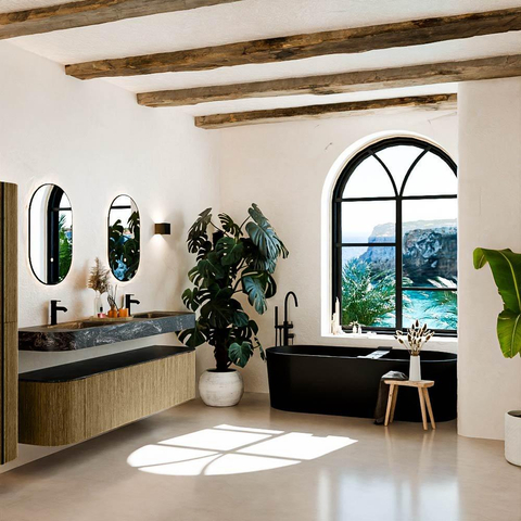 MONDIAZ THOR-DLUX Meuble de salle de bains - 190cm - arrondi gauche + droite - couleur Dusk - 2 tiroirs et 2 portes - Vasque suspendue CLOUD Double 2 trous de robinet - couleur Lava SW1466483