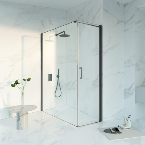 Fortifura Galeria Douchecabine - 60x160x200 - Profiel veiligheidsglas - antikalk - PVD - geborsteld gunmetal (antraciet) SW1444105