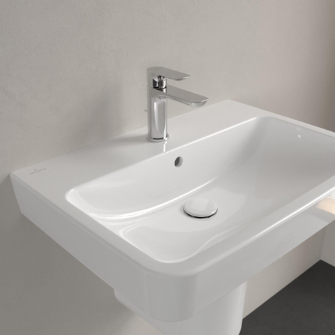 Villeroy & Boch O.novo wastafel - 65x46cm - met kraangat - met overloop CeramicPlus - White Alpine (glans wit) SW448450