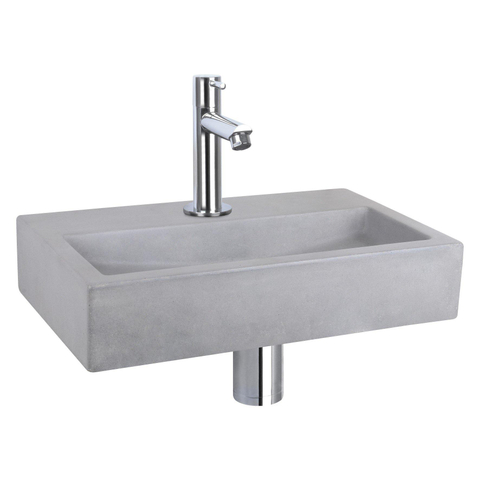 Differnz Flat pack lave-mains – 38 x 24 x 8 cm – béton gris – robinet droit chromé SW373116