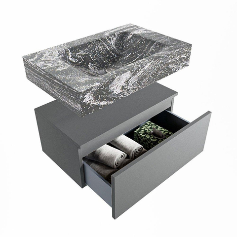 MONDIAZ ALAN - DLUX Badkamermeubelset - 70cm - onderkast - Plata - 1 lade - vrijhangende wastafel - wasbak midden - 1 kraangat - Lava SW808503