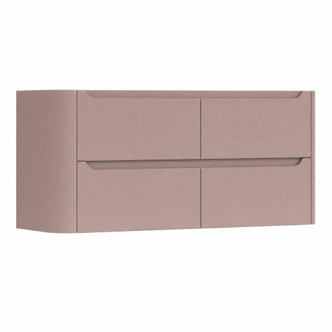 H&R Badmeubelen Juice Wastafelonderkast - 120x45x50cm - linkerhoek afgerond - 4 lades - geïntegreerde greep - strawberry SW1571945