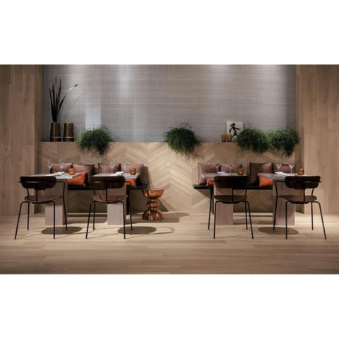 ÉCHANTILLON Terravito Elmare carreau mural et de sol - 7.5x45cm - 9mm - Rectangle - Imitation bois - Maple Chevron Mat SW735982