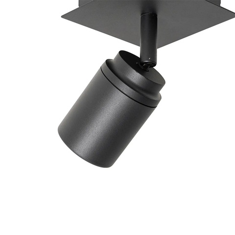 QAZQA Ducha Plafonnier de salle de bains - 10x10cm - 1 spot - IP44 - carré - noir mat SW1187256