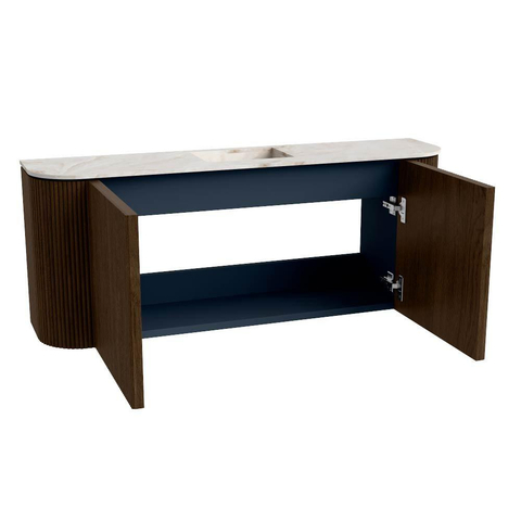 Mondiaz JOYA-DLUX 103.2cm toiletmeubel - ronding links en rechts kleur Walnut - Wastafel FAYE positie Midden 1 kraangat kleur Frappe. SW1422327