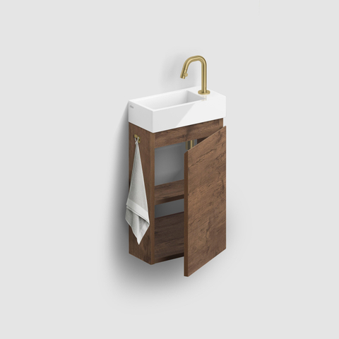 Clou InBe Meuble de lavabo pour toilettes - 36x55x18cm - droite - chêne foncé SW1209482