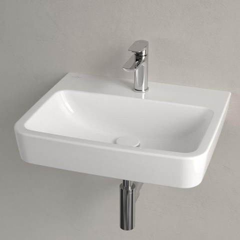 Villeroy & Boch O.novo wastafel onderzijde - geslepen - 55x46cm - 1 kraangat - White Alpine (glans wit) SW448369