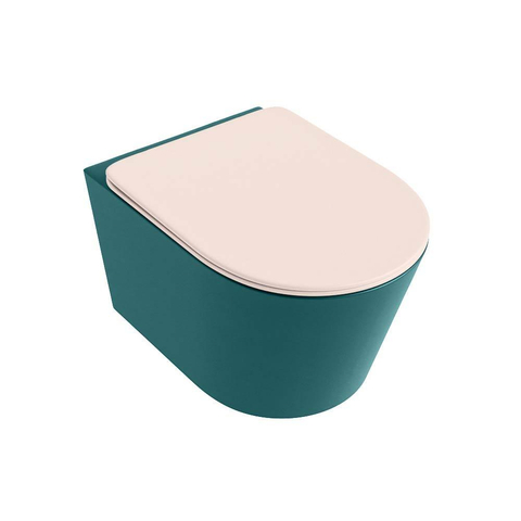 Mondiaz LAVIE WC suspendu – sans bride – 36 x 53 cm – avec abattant softclose – Smag (vert), abattant Rosee (rose) SW1208691