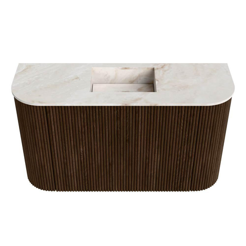 Mondiaz JOYA-DLUX Meuble de toilette 73.2cm - arrondi gauche et droite couleur Noyer - Vasque FAYE position Milieu Sans trou de robinet couleur Frappe SW1416815