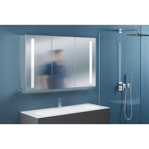 Villeroy & Boch my view 14 My View spiegelkast - met 2 deuren - met geïntegreerde LED verlichting verticaal - 120x75x17.3cm - zilver 1024982
