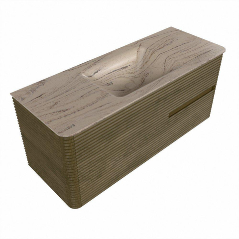 Mondiaz CIRO-DLUX Badkamermeubelset - 120x45x50cm - Solid surface wastafel Arena - 1 wasbak Midden - 1 kraangat - 2 lades - Dusk SW1533109