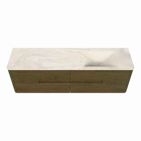 Mondiaz CIRO-DLUX Meuble de salle de bains - 170x45x50cm - Plan-vasque Solid surface Ostra - 1 vasque à droite - 1 trou de robinet - 4 tiroirs - Dusk SW1533446