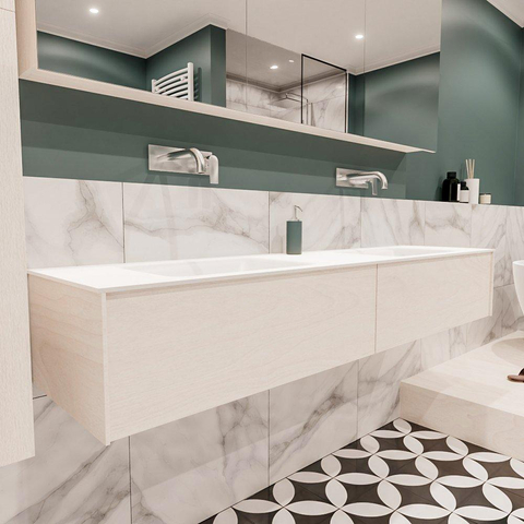 ENSEMBLE DE MEUBLE MONDIAZ LUSH - 180 cm - 2 tiroirs - lavabo cloud - 2 lavabos - 0 trous de robinet - sous-couche SW409576