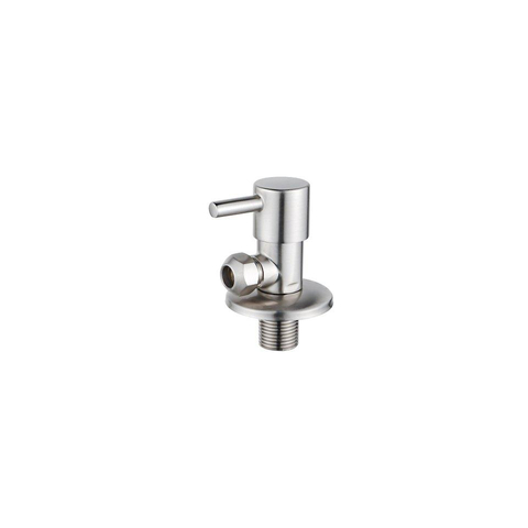 Fortifura Calvi Hoekstopkraan - haaks - 1/2" wandaansluiting - 3/8" - 10mm knel aansluiting - slang - PVD - geborsteld RVS SW1123170