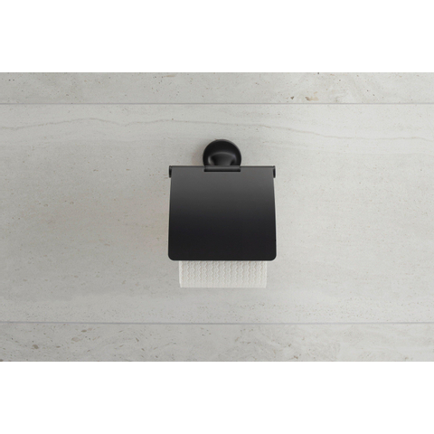 Duravit Starck T Toiletrolhouder - met klep - mat zwart SW297081