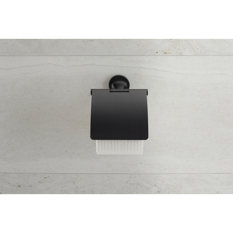 Duravit Starck T Toiletrolhouder - met klep - zwart mat SW297081