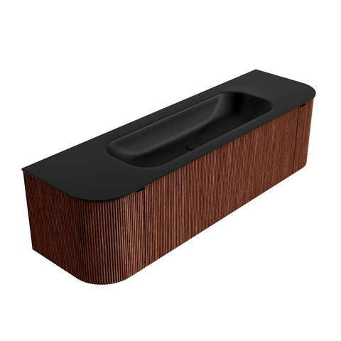 Mondiaz KURVE Ensemble meuble de salle de bains - 160x46x40cm - 1 tiroir - 2 portes - lavabo solid surface - central - 1 trou de robinet - Ruby SW1415353