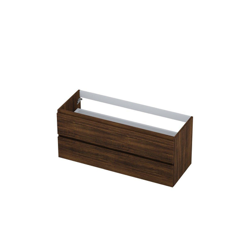 Ink meuble sous lavabo 120x52x45cm 2 tiroirs sans poignée tourniquet en bois chêne cuivré SW352505