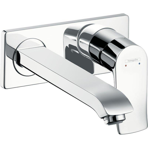 Hansgrohe Metris Afbouwdeel - voor inbouw wandkraan - inclusief uitloop 22 - 5cm - inclusief afvoerplug - 50001 - hoogglans chroom 0450915