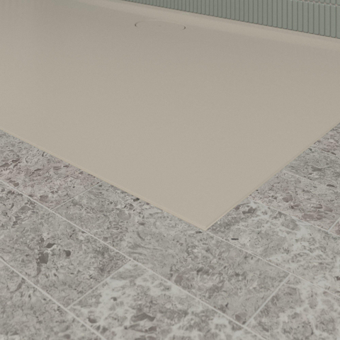 Villeroy & Boch Ecora douchebak - 160x100x3.5cm - afvoer lange zijde - almond (beige) SW1558965