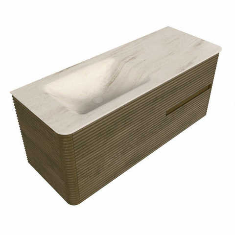 Mondiaz CIRO-DLUX Ensemble de meubles de salle de bains - 120x45x50cm - lavabo en solid surface Meli - 1 vasque à gauche - sans trous de robinet - 2 tiroirs - Dusk SW1533153