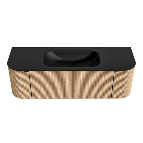 MONDIAZ KURVE Meuble de salle de bains 140 cm avec module 25 Len R couleur Chêne avec 1 tiroir et 2 portes. Lavabo BIG SMALL central 1 trou de robinet Urban. SW1138368