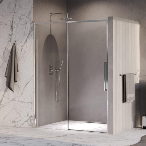 BRAUER Galactic Nisdeur - 160x200 - 2-delig schuif - helder glas - omkeerbaar - incl. glascoating - chroom SW1580961