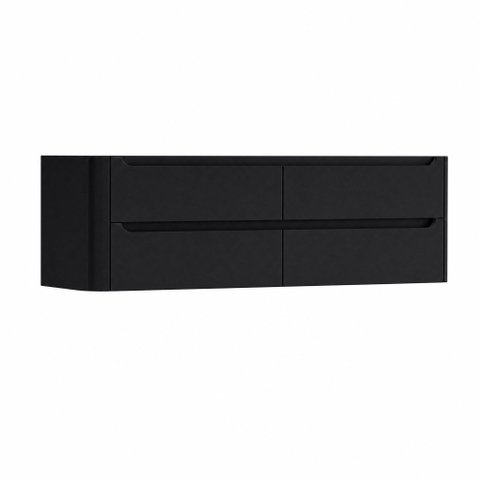 H&R Badmeubelen Juice Wastafelonderkast - 180x45x50cm - linkerhoek afgerond - 4 lades - geïntegreerde greep - zwart mat SW1491907
