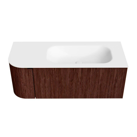 Mondiaz KURVE Ensemble de meuble de salle de bains - 115x46x40cm - 1 tiroir - 1 porte - lavabo solid surface - droit - sans trou de robinet - Ruby SW1415602